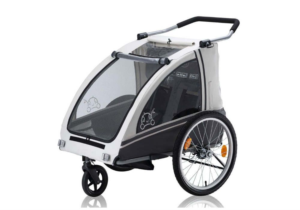 Vantly Buggy - Zilver - Fietskar en wandelkar - 2 kinderen Vantly Buggy - Zilver - Fietskar en wandelkar - 2 kinderen